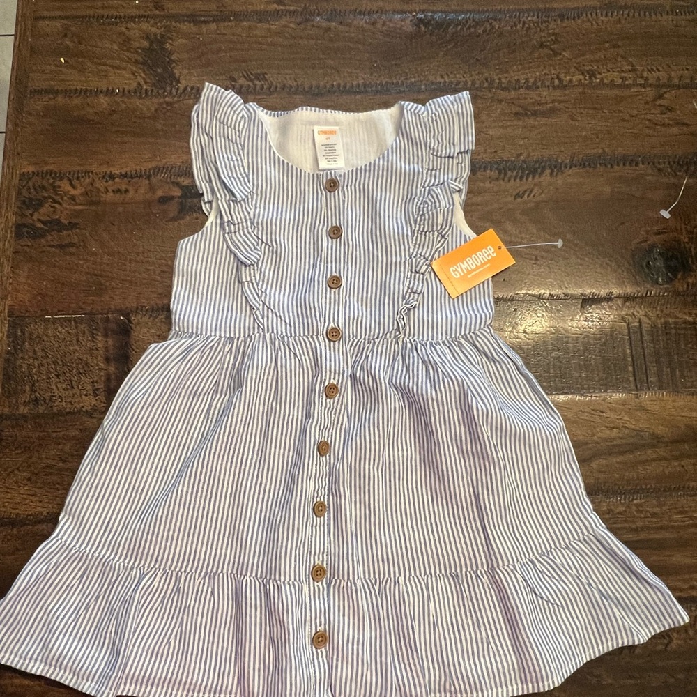 Gymboree Navy Striped Ruffle Dress Girls size 4T